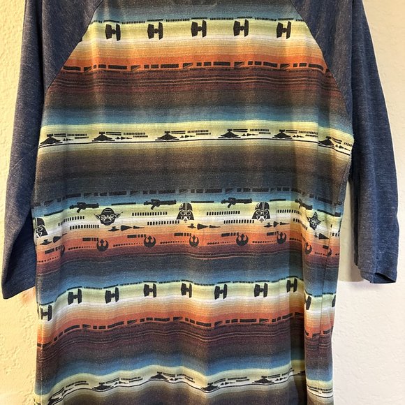 Star Wars X On The Byas Shirt Mens Small Raglan 3/4 Sleeve Darth Vader Henley - Picture 6 of 8